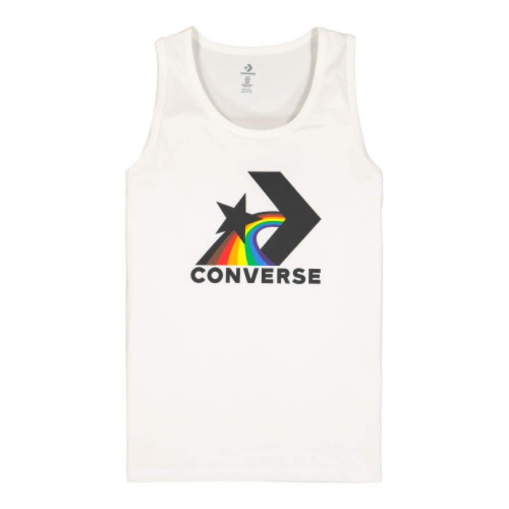 NEW Mens Converse Gay Pride 🏳️‍🌈 Rainbow 21 White Tank Top Standard Fit Shirt